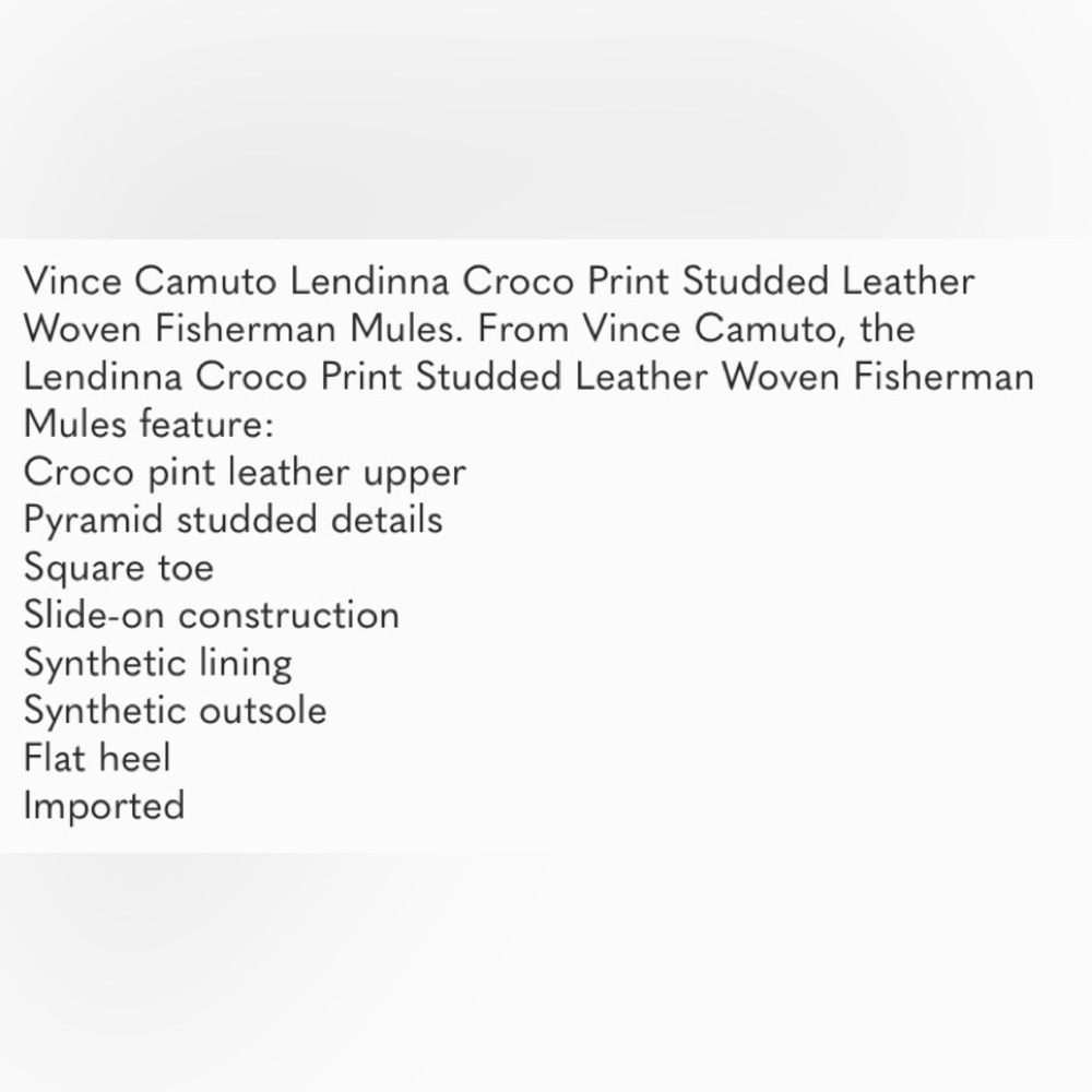 Vince Camuto Lendinna Croco Print Studded Leather Woven Fisherman Mules Size 6.5 - Picture 2 of 9